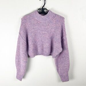 ASOS DESIGN Rolled Edge Twist Yarn Wool Blend Cropped  Sweater Small Boho